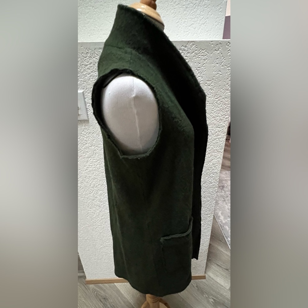 Tahari Forest Green Wool Blend Duster Long Vest and Long - Picture 7 of 10